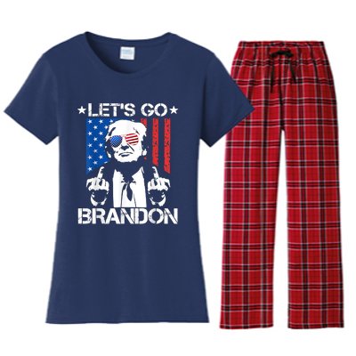 Let's Go Brandon Trump Middle Finger Flag Women's Flannel Pajama Set