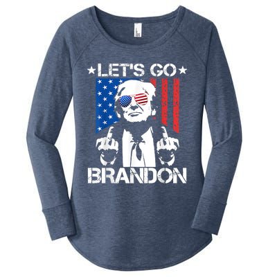 Let's Go Brandon Trump Middle Finger Flag Women's Perfect Tri Tunic Long Sleeve Shirt