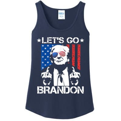 Let's Go Brandon Trump Middle Finger Flag Ladies Essential Tank