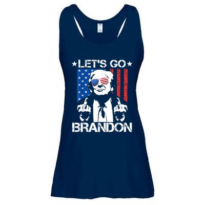 Let's Go Brandon Trump Middle Finger Flag Ladies Essential Flowy Tank