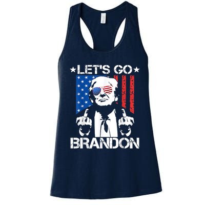 Let's Go Brandon Trump Middle Finger Flag Women's Racerback Tank