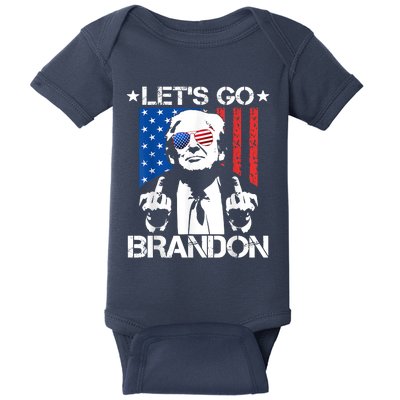 Let's Go Brandon Trump Middle Finger Flag Baby Bodysuit