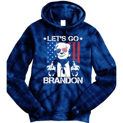 Let's Go Brandon Trump Middle Finger Flag Tie Dye Hoodie