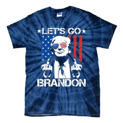 Let's Go Brandon Trump Middle Finger Flag Tie-Dye T-Shirt