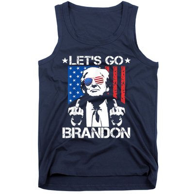 Let's Go Brandon Trump Middle Finger Flag Tank Top