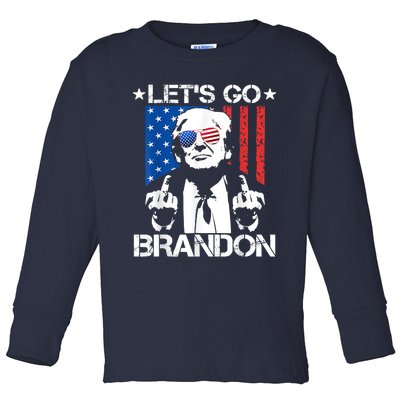 Let's Go Brandon Trump Middle Finger Flag Toddler Long Sleeve Shirt