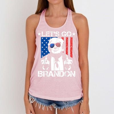 Let's Go Brandon Trump Middle Finger Flag Women's Knotted Racerback Tank