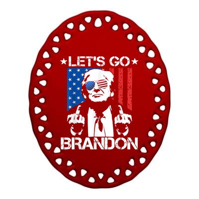 Let's Go Brandon Trump Middle Finger Flag Ceramic Oval Ornament