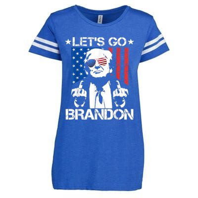 Let's Go Brandon Trump Middle Finger Flag Enza Ladies Jersey Football T-Shirt