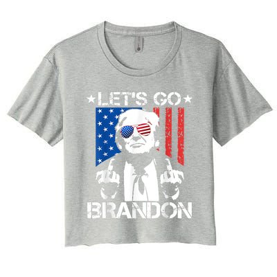 Let's Go Brandon Trump Middle Finger Flag Women's Crop Top Tee