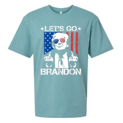 Let's Go Brandon Trump Middle Finger Flag Sueded Cloud Jersey T-Shirt