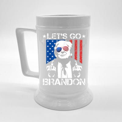 Let's Go Brandon Trump Middle Finger Flag Beer Stein