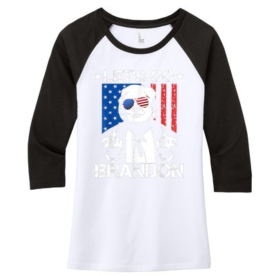 Let's Go Brandon Trump Middle Finger Flag Women's Tri-Blend 3/4-Sleeve Raglan Shirt