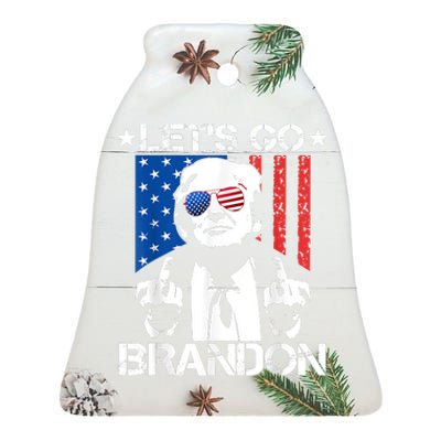 Let's Go Brandon Trump Middle Finger Flag Ceramic Bell Ornament