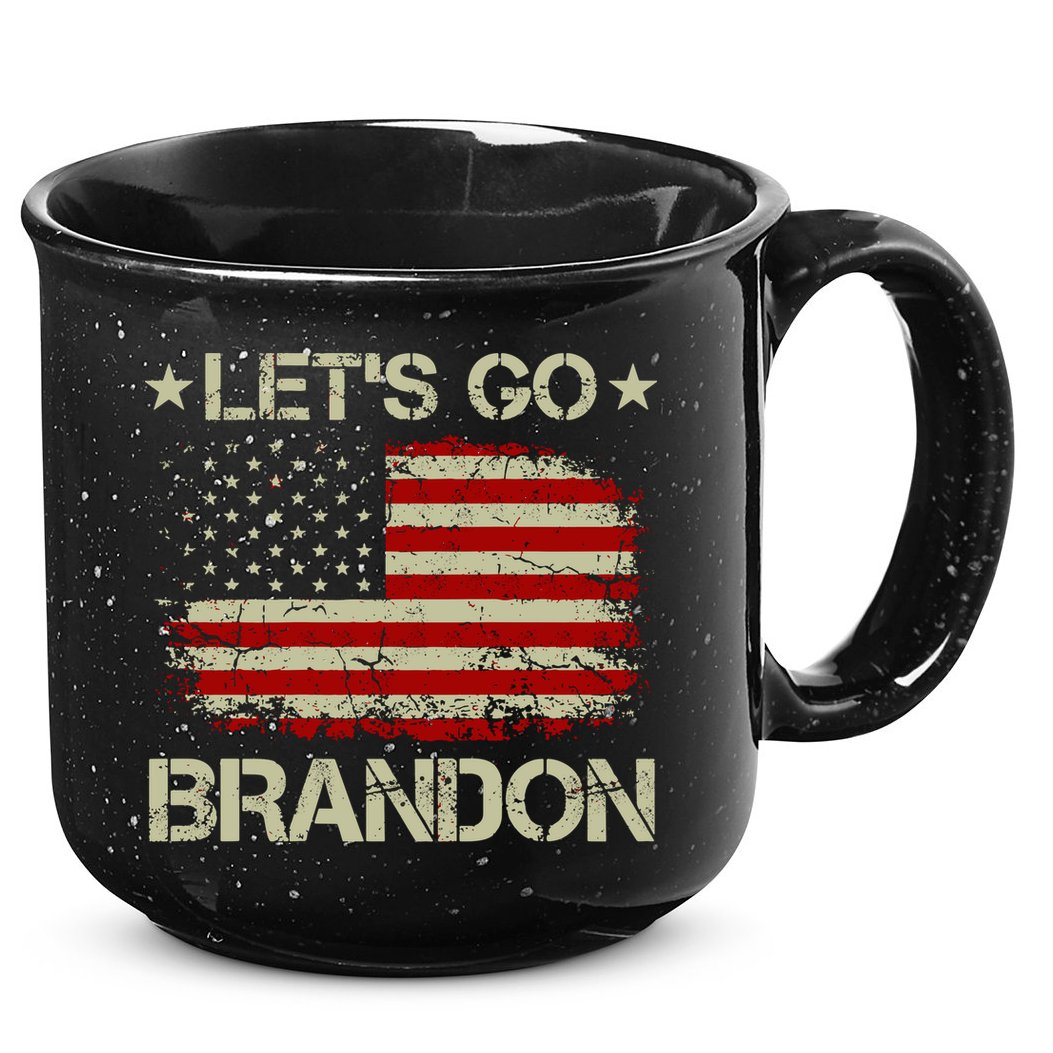 Let's Go Brandon Vintage American Flag Patriotic 15oz Campfire Ceramic Mug
