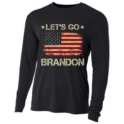 Let's Go Brandon Vintage American Flag Patriotic Cooling Performance Long Sleeve Crew