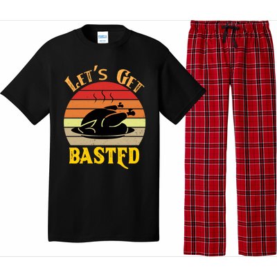 Lets Get Basted Gift Funny Turkey Day Retro Gift Pajama Set