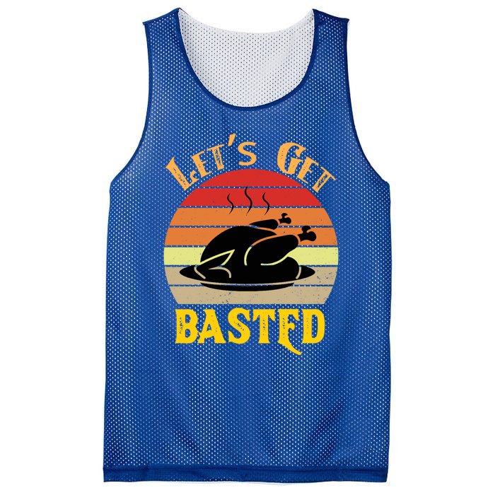 Lets Get Basted Gift Funny Turkey Day Retro Gift Mesh Reversible Basketball Jersey Tank