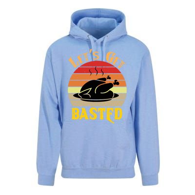 Lets Get Basted Gift Funny Turkey Day Retro Gift Unisex Surf Hoodie