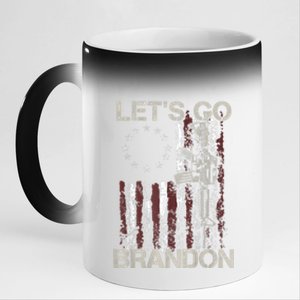 Lets Go Brandon Gun American Flag Patriots Let's Go Brandon 11oz Black Color Changing Mug