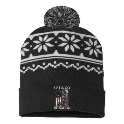 Lets Go Brandon Gun American Flag Patriots Let's Go Brandon USA-Made Snowflake Beanie