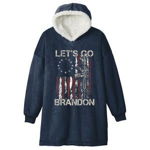 Lets Go Brandon Gun American Flag Patriots Let's Go Brandon Hooded Wearable Blanket