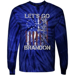 Lets Go Brandon Gun American Flag Patriots Let's Go Brandon Tie-Dye Long Sleeve Shirt