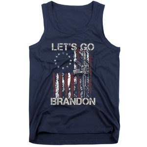 Lets Go Brandon Gun American Flag Patriots Let's Go Brandon Tank Top