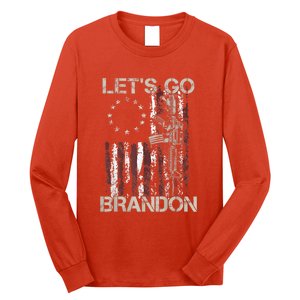 Lets Go Brandon Gun American Flag Patriots Let's Go Brandon Long Sleeve Shirt