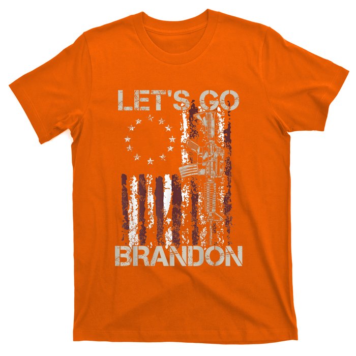 Lets Go Brandon Gun American Flag Patriots Let's Go Brandon T-Shirt