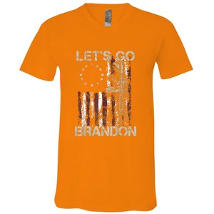 Lets Go Brandon Gun American Flag Patriots Let's Go Brandon V-Neck T-Shirt