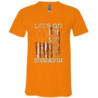 Lets Go Brandon Gun American Flag Patriots Let's Go Brandon V-Neck T-Shirt