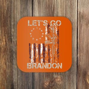 Lets Go Brandon Gun American Flag Patriots Let's Go Brandon Coaster