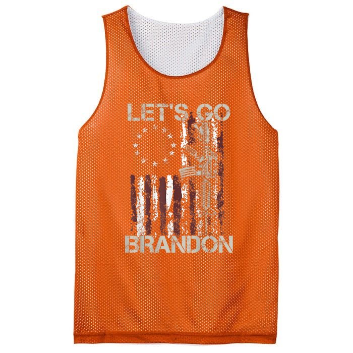 Lets Go Brandon Gun American Flag Patriots Let's Go Brandon Mesh Reversible Basketball Jersey Tank