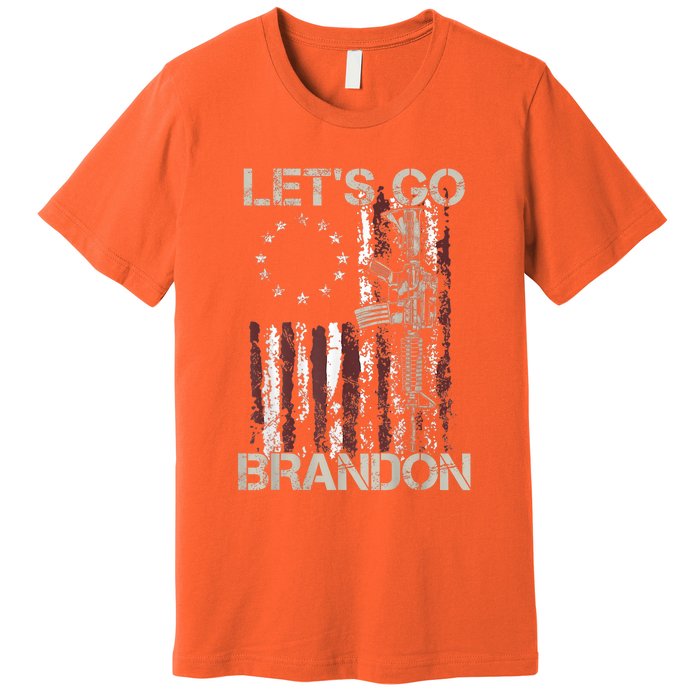 Lets Go Brandon Gun American Flag Patriots Let's Go Brandon Premium T-Shirt