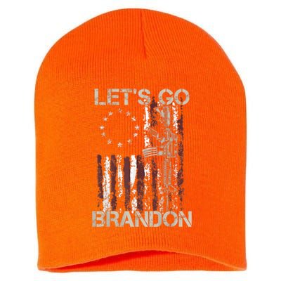 Lets Go Brandon Gun American Flag Patriots Let's Go Brandon Short Acrylic Beanie