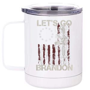 Lets Go Brandon Gun American Flag Patriots Let's Go Brandon 12 oz Stainless Steel Tumbler Cup