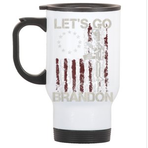 Lets Go Brandon Gun American Flag Patriots Let's Go Brandon Stainless Steel Travel Mug