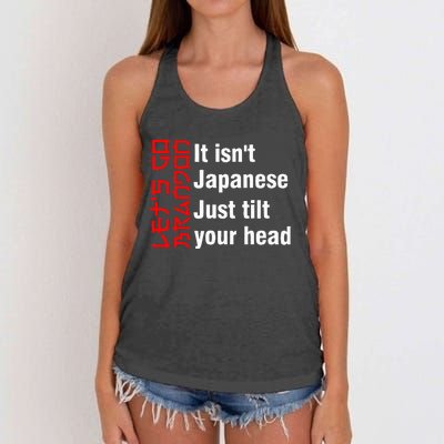 LetS Go Brandon It IsnT Japanese Just Tilt Your Head Women's Knotted Racerback Tank