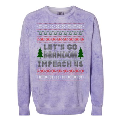 Let''s Go Brandon Impeach 46 Anti Biden Chant Ugly Christmas Colorblast Crewneck Sweatshirt