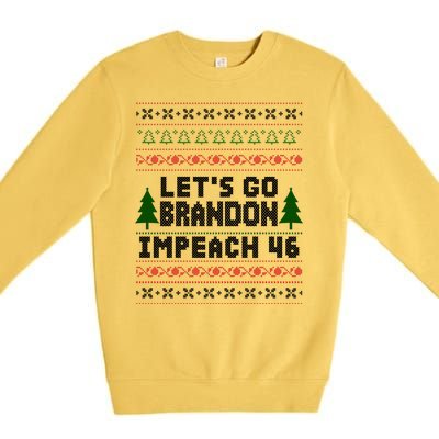 Let''s Go Brandon Impeach 46 Anti Biden Chant Ugly Christmas Premium Crewneck Sweatshirt