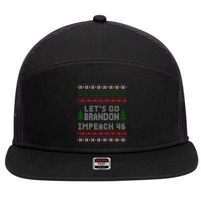 Let''s Go Brandon Impeach 46 Anti Biden Chant Ugly Christmas 7 Panel Mesh Trucker Snapback Hat