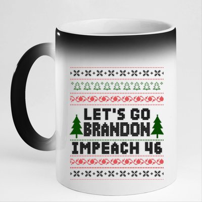 Let''s Go Brandon Impeach 46 Anti Biden Chant Ugly Christmas 11oz Black Color Changing Mug