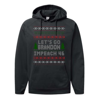 Let''s Go Brandon Impeach 46 Anti Biden Chant Ugly Christmas Performance Fleece Hoodie