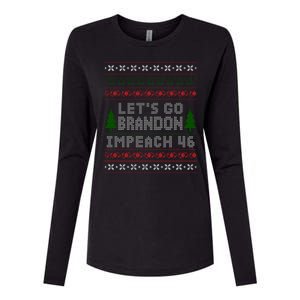 Let''s Go Brandon Impeach 46 Anti Biden Chant Ugly Christmas Womens Cotton Relaxed Long Sleeve T-Shirt