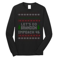 Let''s Go Brandon Impeach 46 Anti Biden Chant Ugly Christmas Long Sleeve Shirt