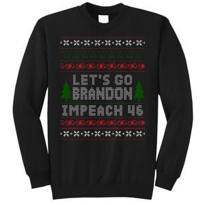 Let''s Go Brandon Impeach 46 Anti Biden Chant Ugly Christmas Sweatshirt