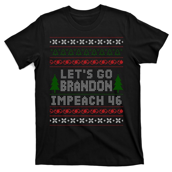 Let''s Go Brandon Impeach 46 Anti Biden Chant Ugly Christmas T-Shirt