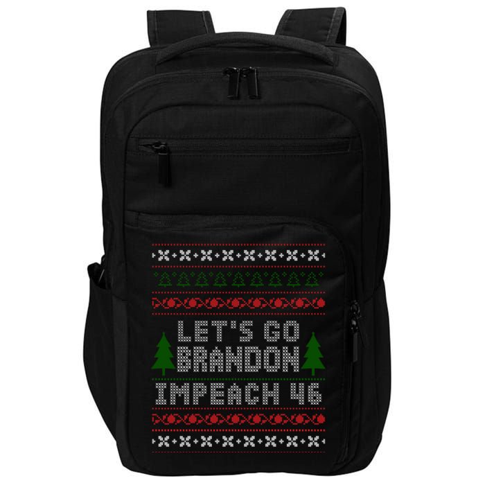 Let''s Go Brandon Impeach 46 Anti Biden Chant Ugly Christmas Impact Tech Backpack