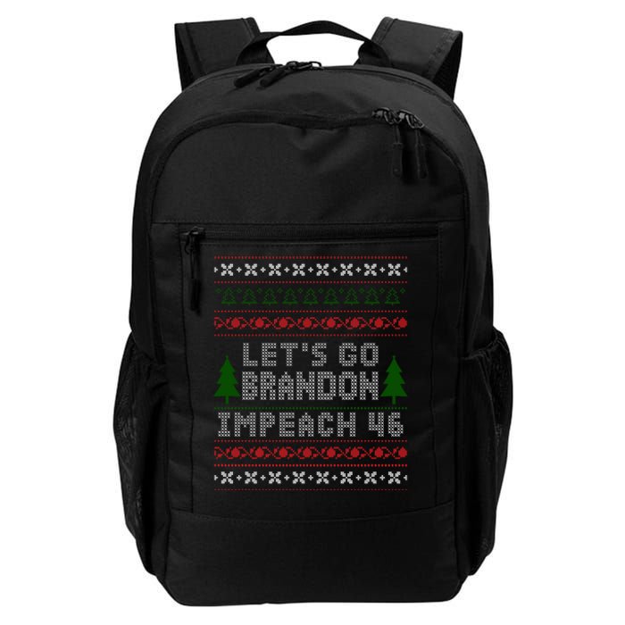 Let''s Go Brandon Impeach 46 Anti Biden Chant Ugly Christmas Daily Commute Backpack